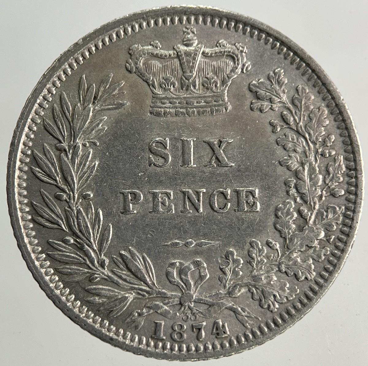 1874 Victoria Sixpence Silver Coin | Very High Grade