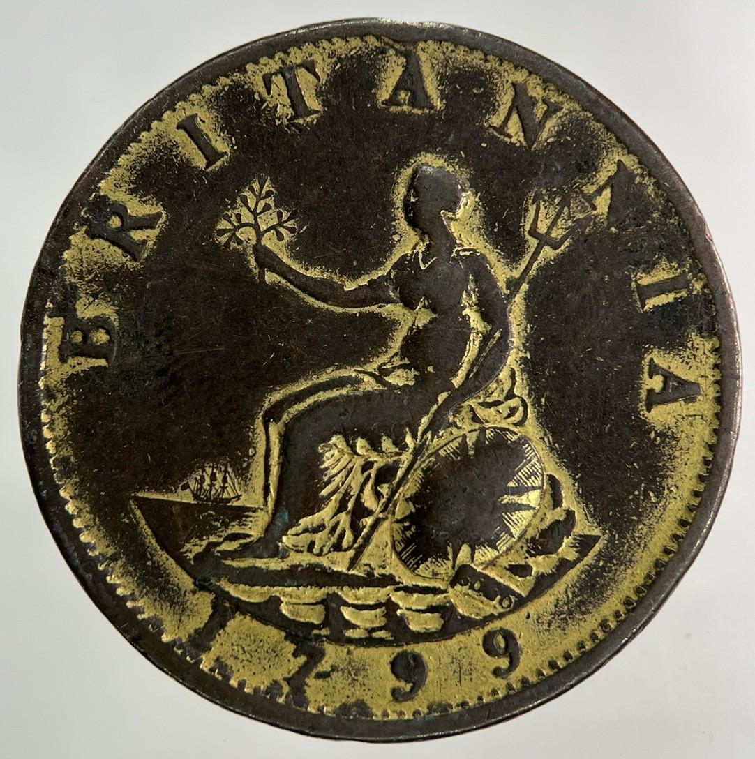 1799 Gilded George III 3rd Half-Penny Coin | Fine Collectable Grade