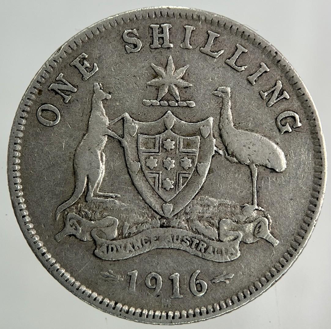 1916-M Australia One Shilling Silver Coin | Fine Collectable Grade