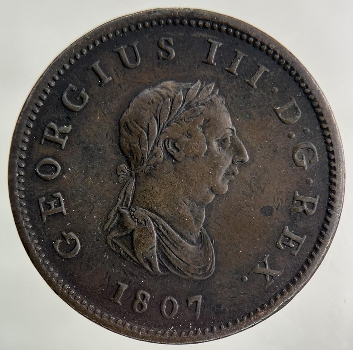 1807 George III 3rd Half-Penny Coin | Very High Grade