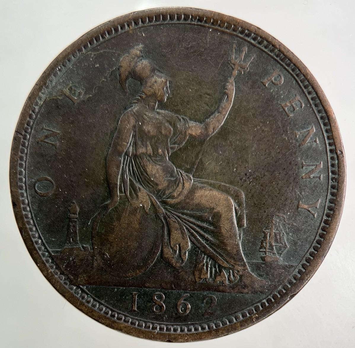 1862 Victoria One Penny Coin | Fine Collectable Grade