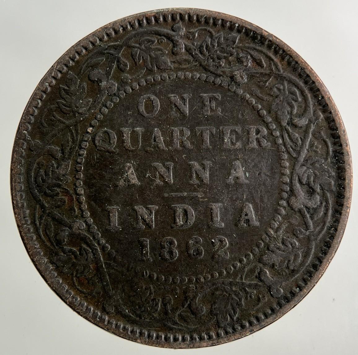 1862 India One Quarter Anna Coin | Fine Collectable Grade
