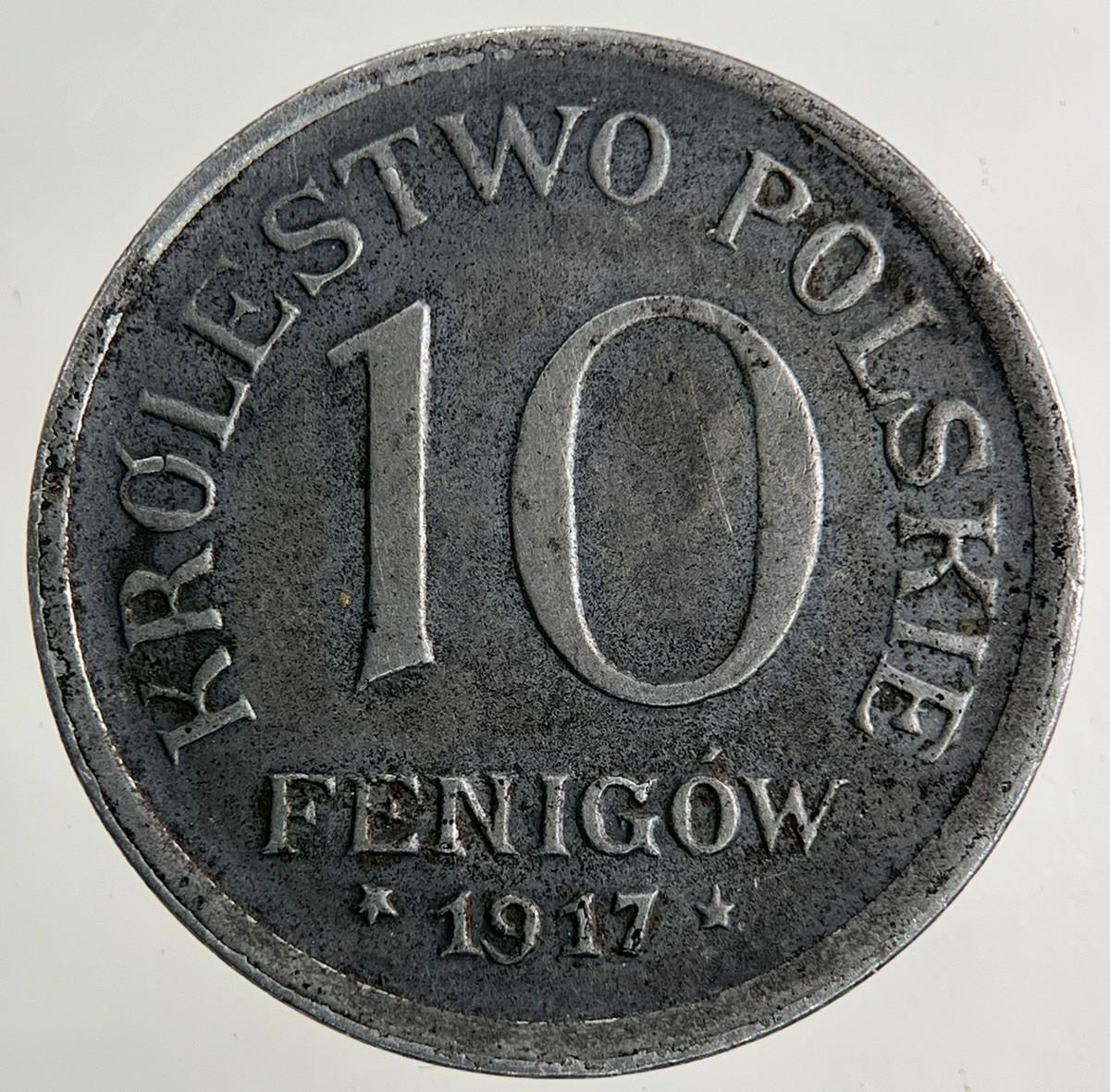 1917 Poland 10 Fen Fenigow Coin | Very High Grade