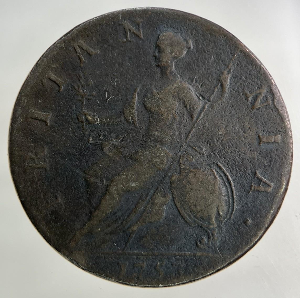 1753 George II 2nd Half-Penny Coin | Fine Collectable Grade