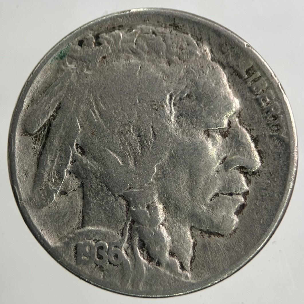 1936 US USA Buffalo Nickel 5 Cents Coin | Fine Collectable Grade