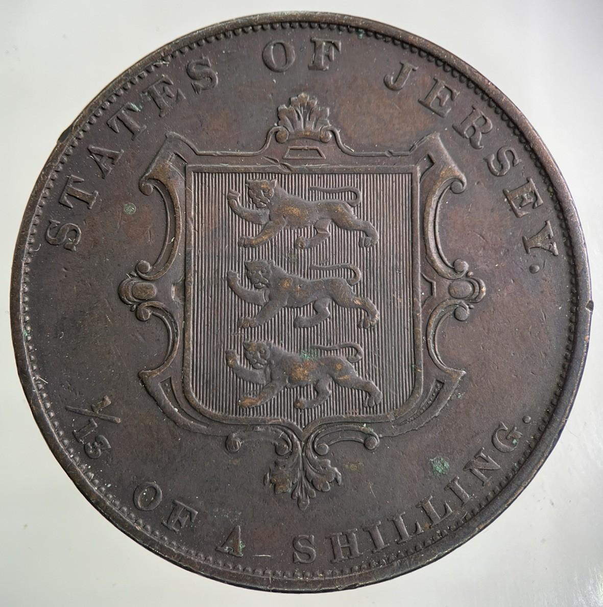 1861 Jersey 1/13 One Thirteenth Of A Shilling Coin | Very High Grade