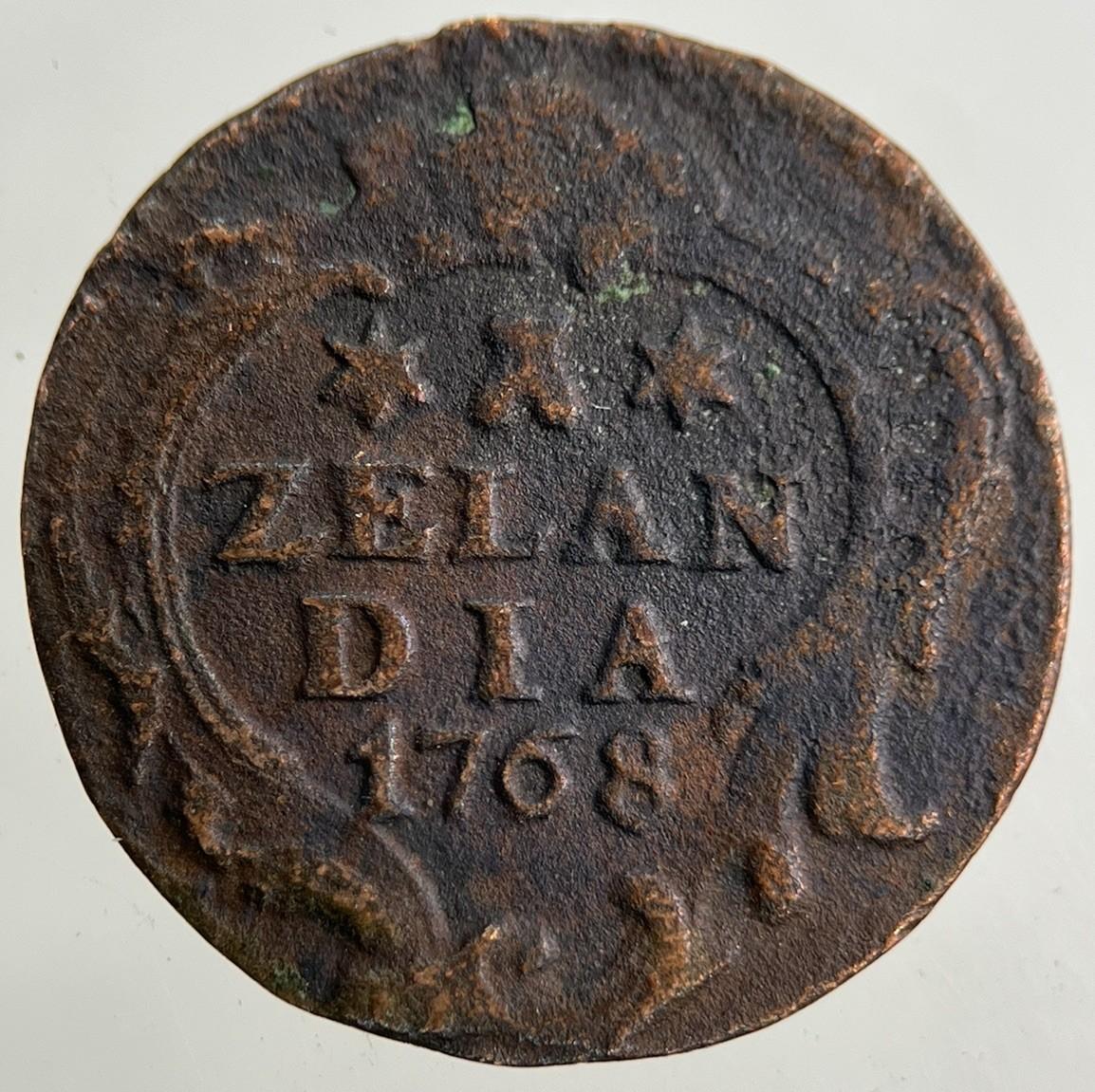1768 Netherlands 1 Duit Coin | Fine Collectable Grade
