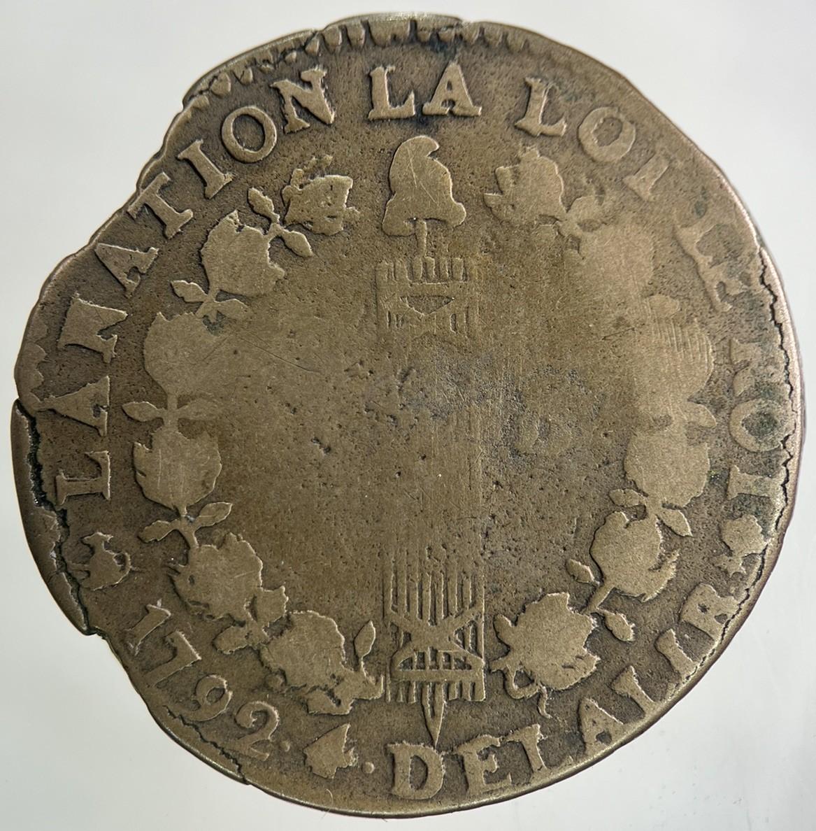 1792 France 1 Sol Coin | Fine Collectable Grade