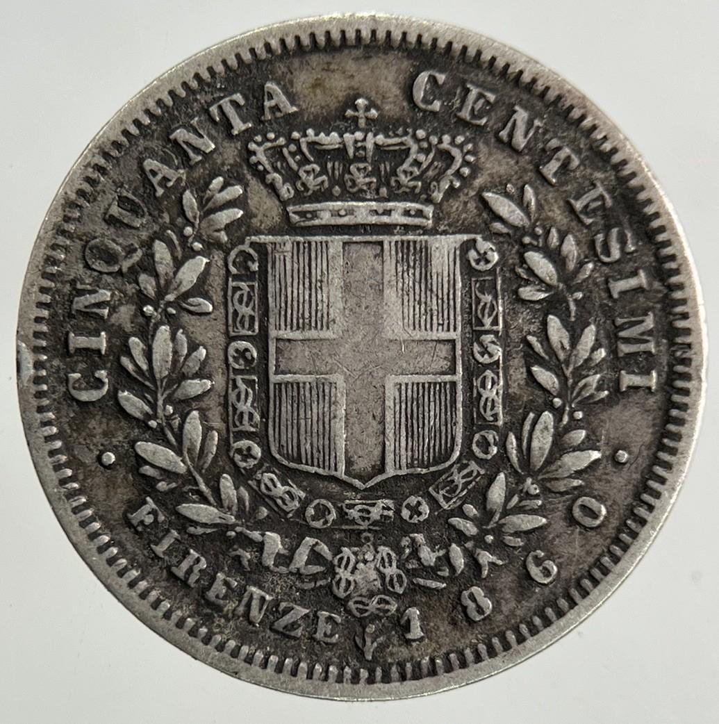 1860 Italy Florence 50 Cinquanta Centesimi Silver Coin | Very High Grade