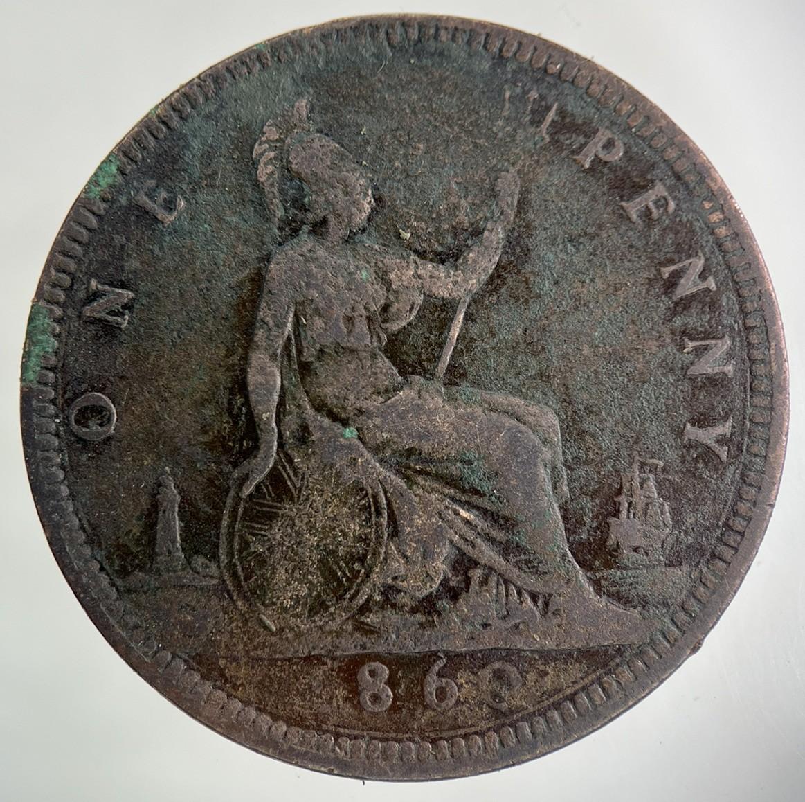 1860 Victoria One Penny Coin | Fine Collectable Grade