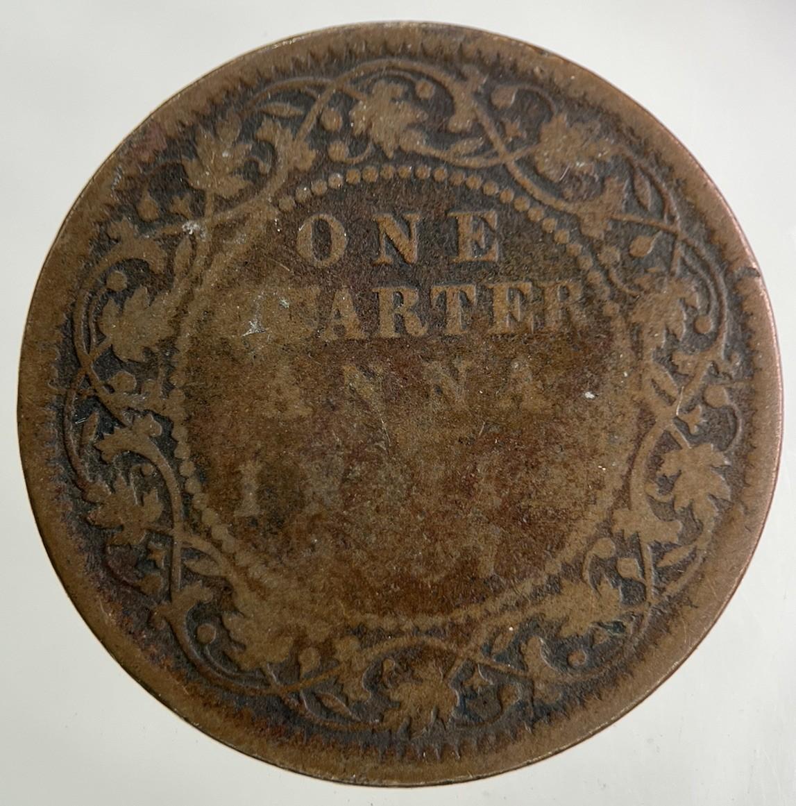 1907 India One 1/4 Quarter Anna Coin | Fair Grade