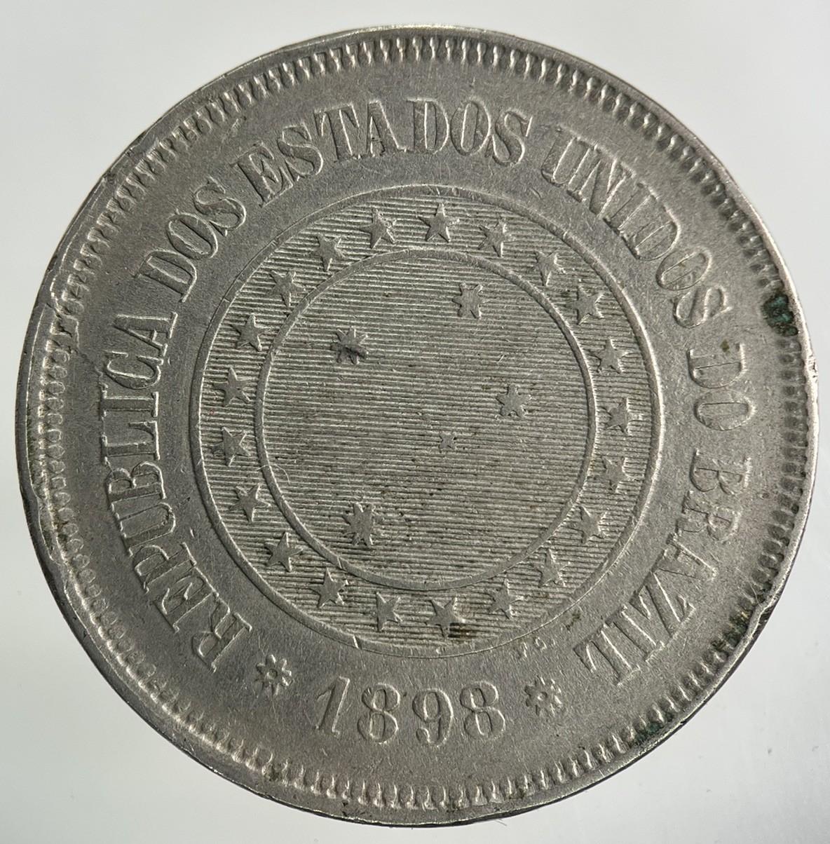 1898 Brazil 100 Reis Coin | Fine Collectable Grade