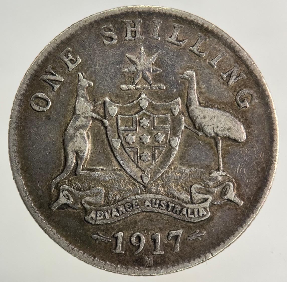 1917-M Australia Shilling Silver Coin | Fine Collectable Grade