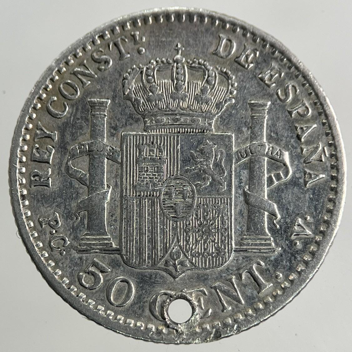 1904 Spain 50 Centimos Silver Coin | Fine Collectable Grade
