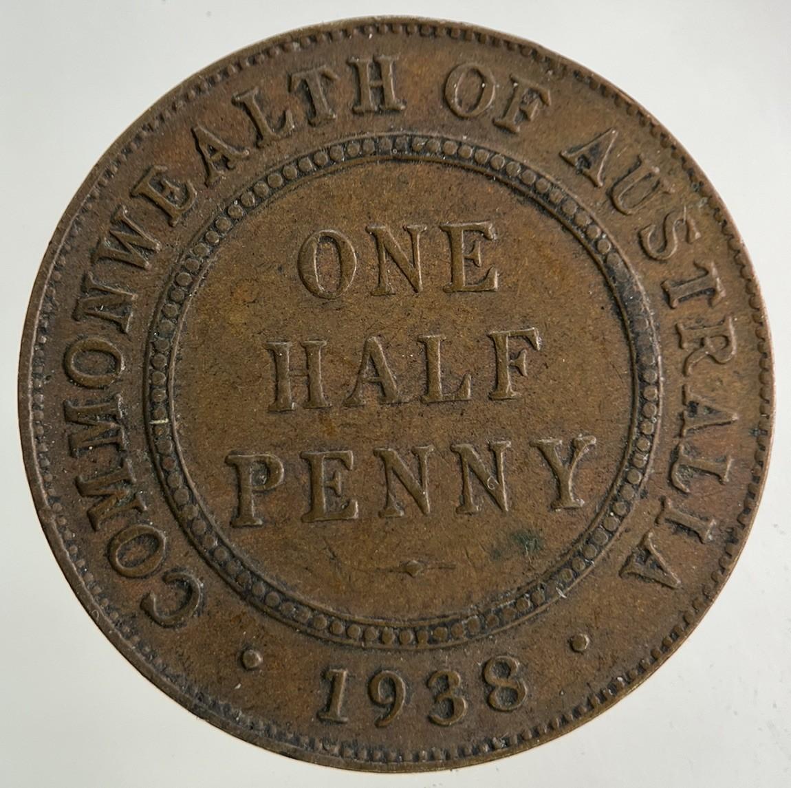 1938 Australia Half-Penny Coin | Fine Collectable Grade