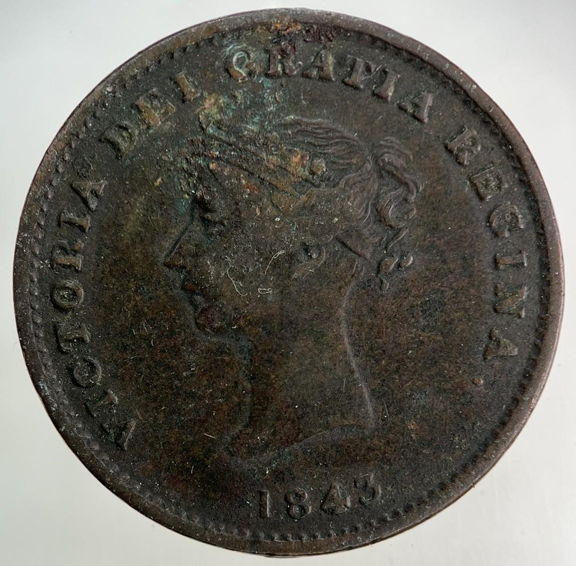 1843 Canada New Brunswick Half-Penny Coin | Fine Collectable Grade