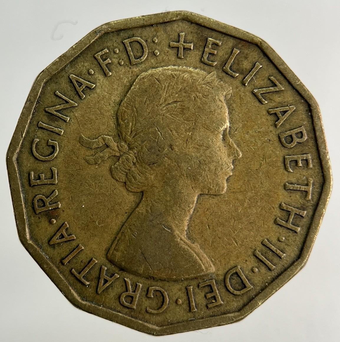 1954 Elizabeth II 2nd Brass Threepence Coin | Fine Collectable Grade