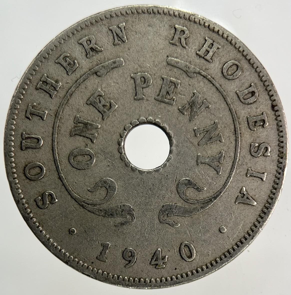 1940 Africa Rhodesia One Penny Coin | Fine Collectable Grade