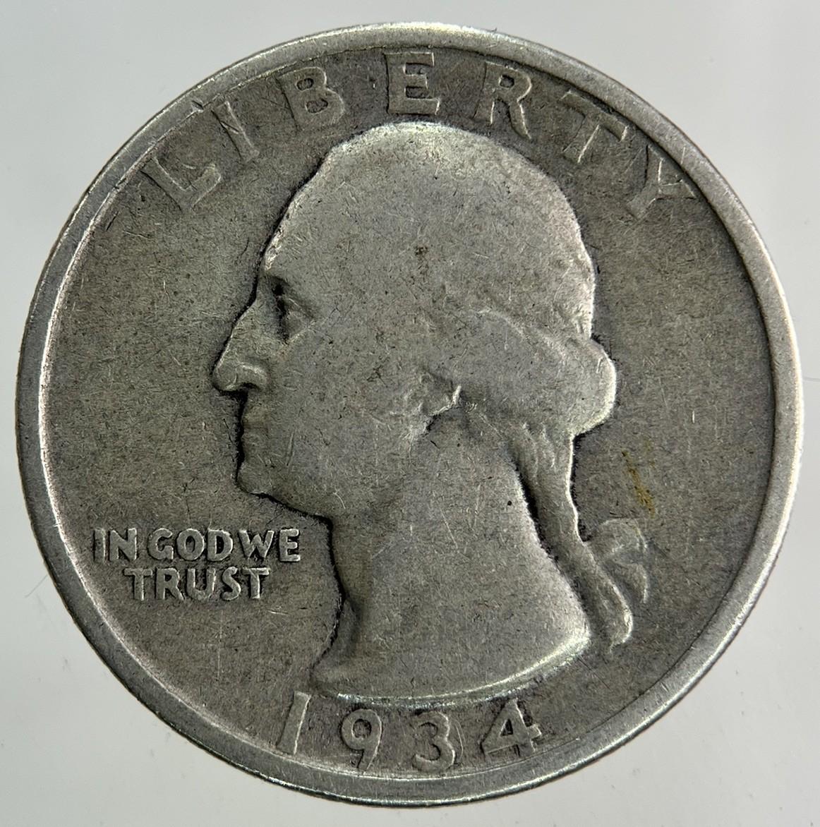 1934 US USA Quarter Dollar Silver Coin | Collectable Grade