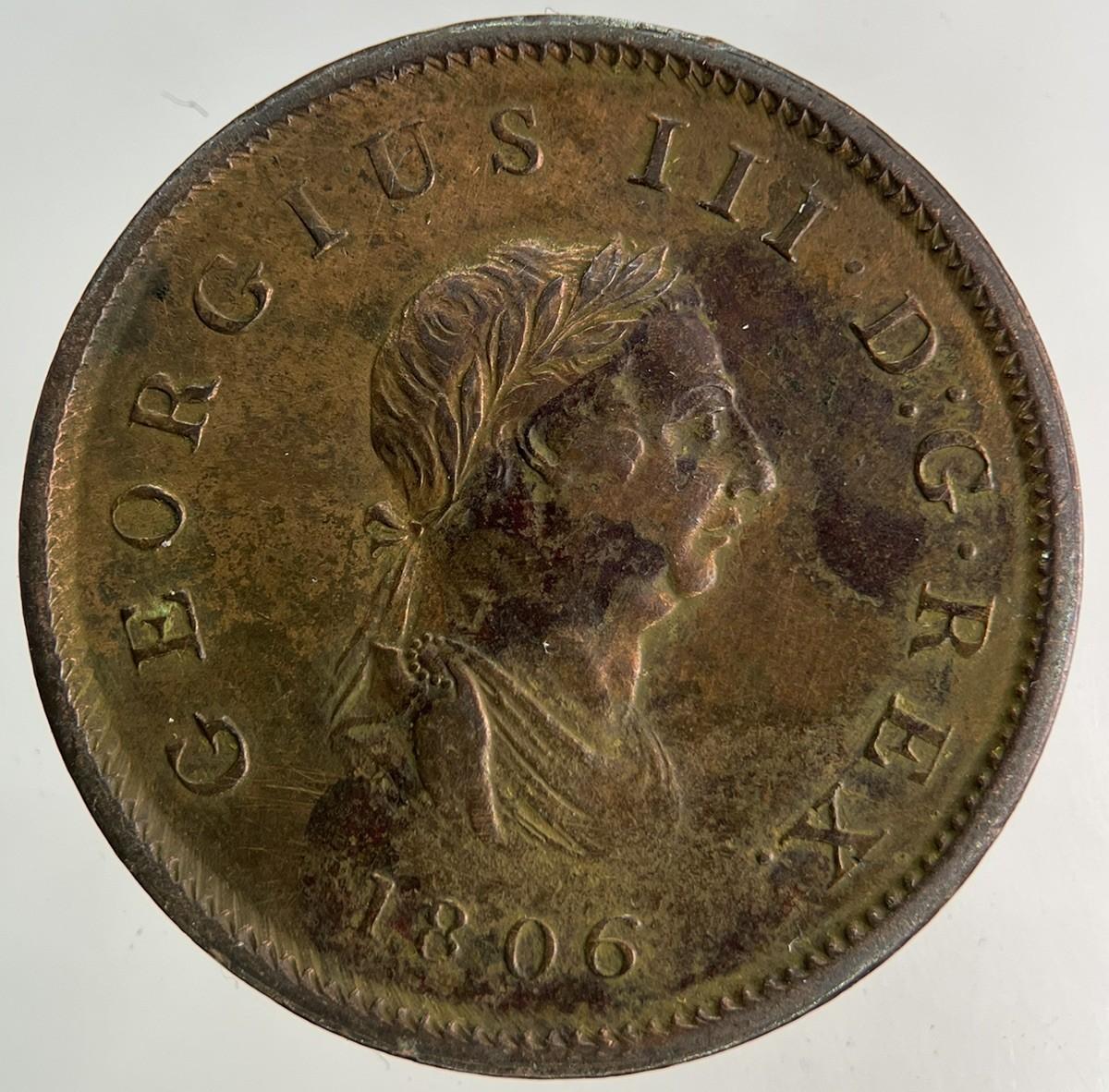 1806 George III 3rd Half-Penny Coin | Very Fine Grade