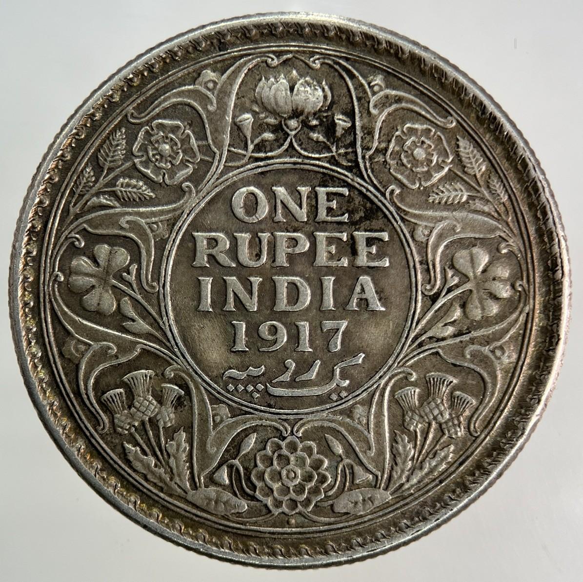 1917 India One Rupee Silver Coin | Very High Grade