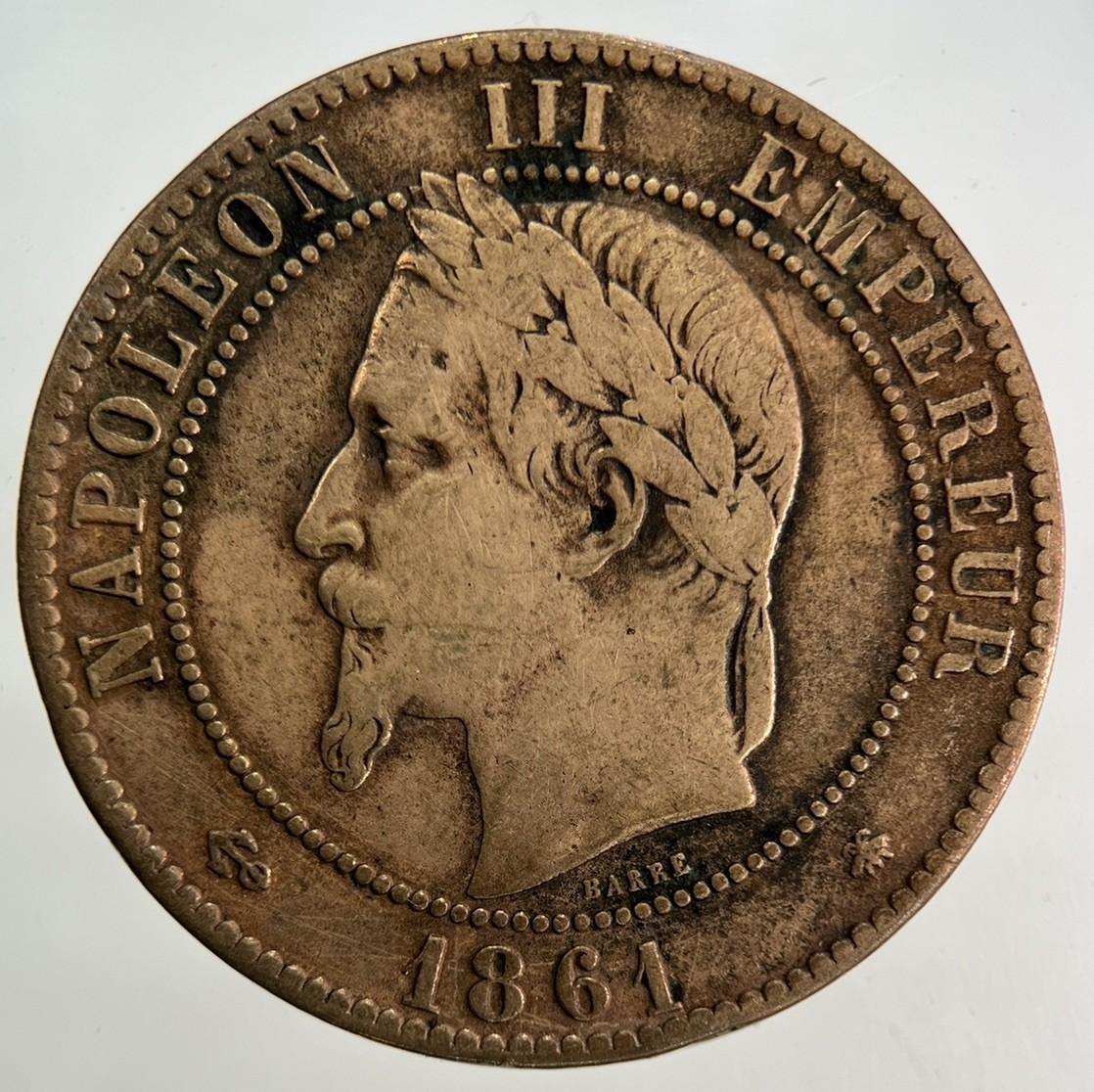 1861 France 10 Centimes Coin | Fine Collectable Grade