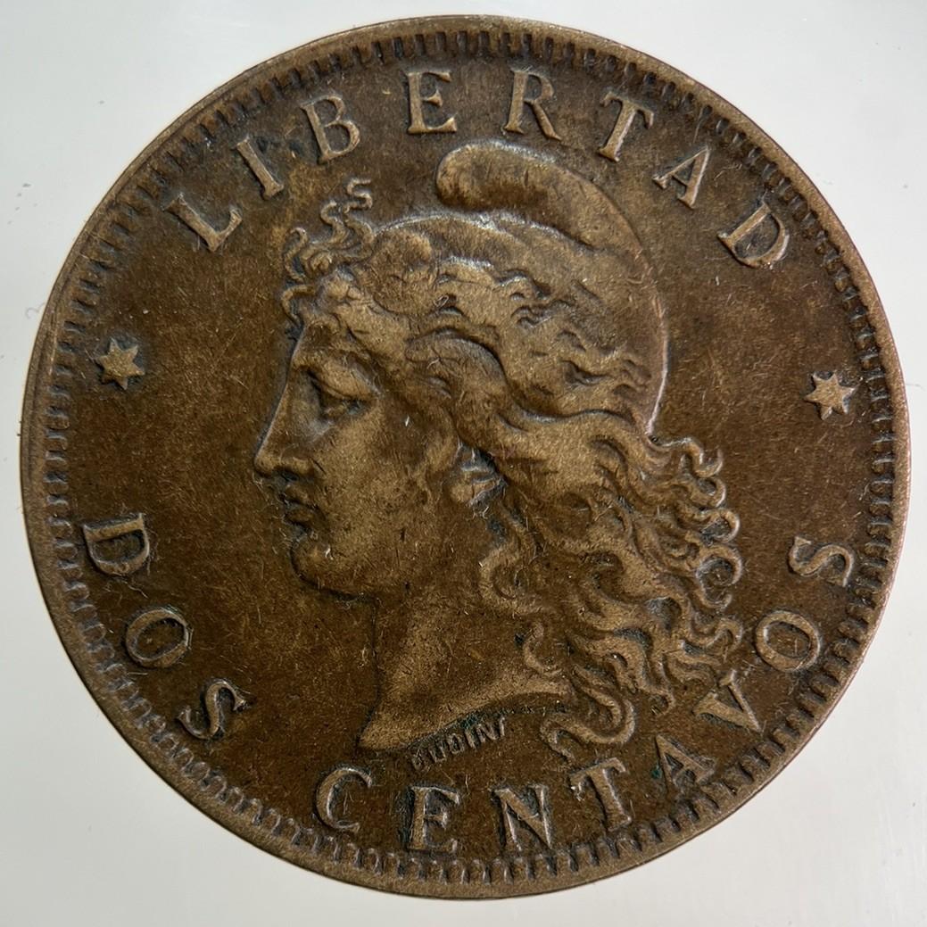 1891 Argentina 2 Dos Centavos Coin | Fine Collectable Grade