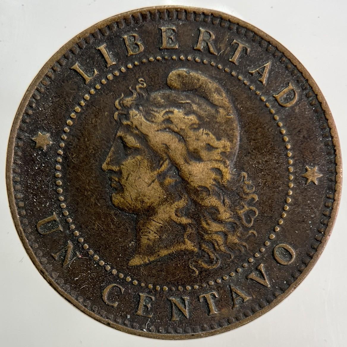 1890 Argentina 1 Un Centavo Coin | Fine Collectable Grade