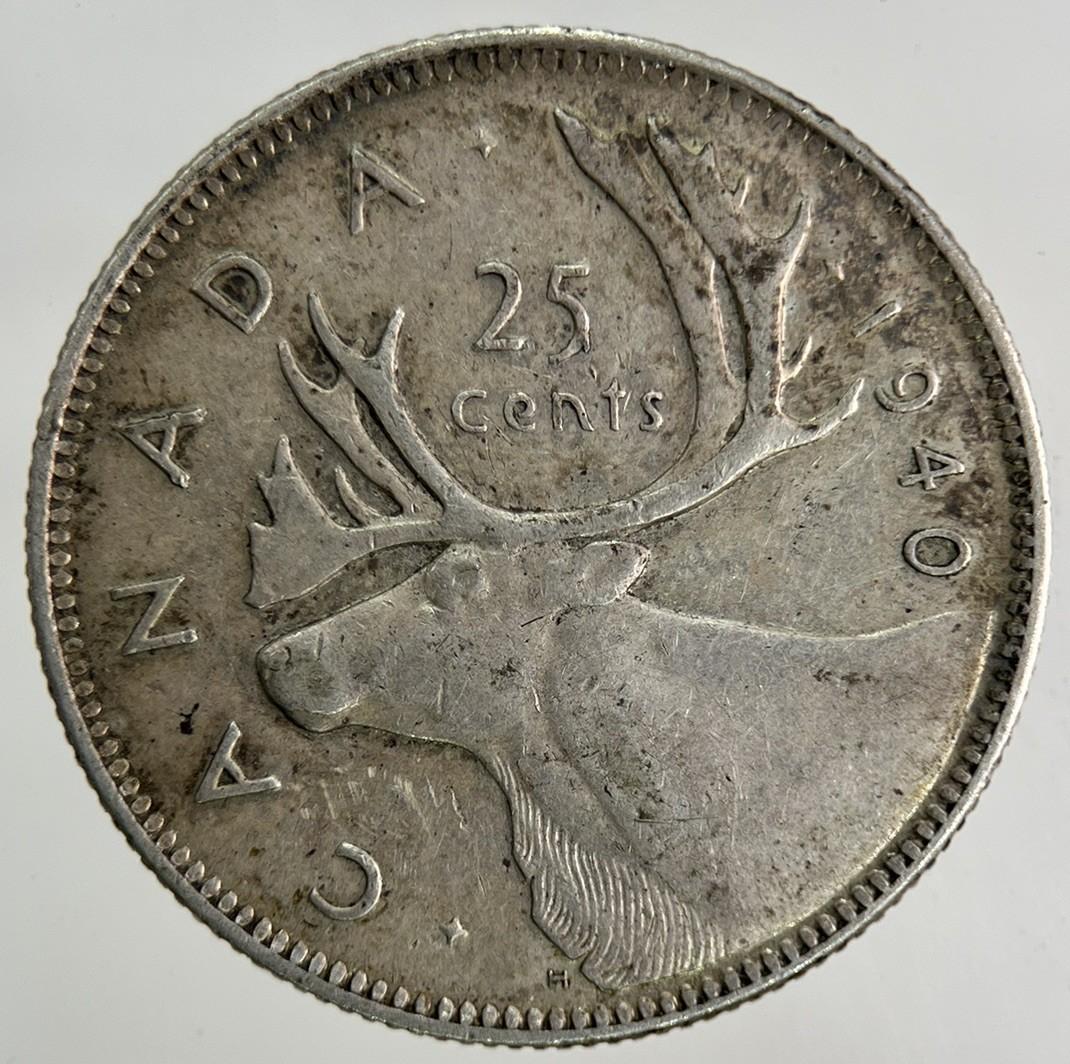 1940-H Canada 25 Cents Silver Coin | Very High Grade