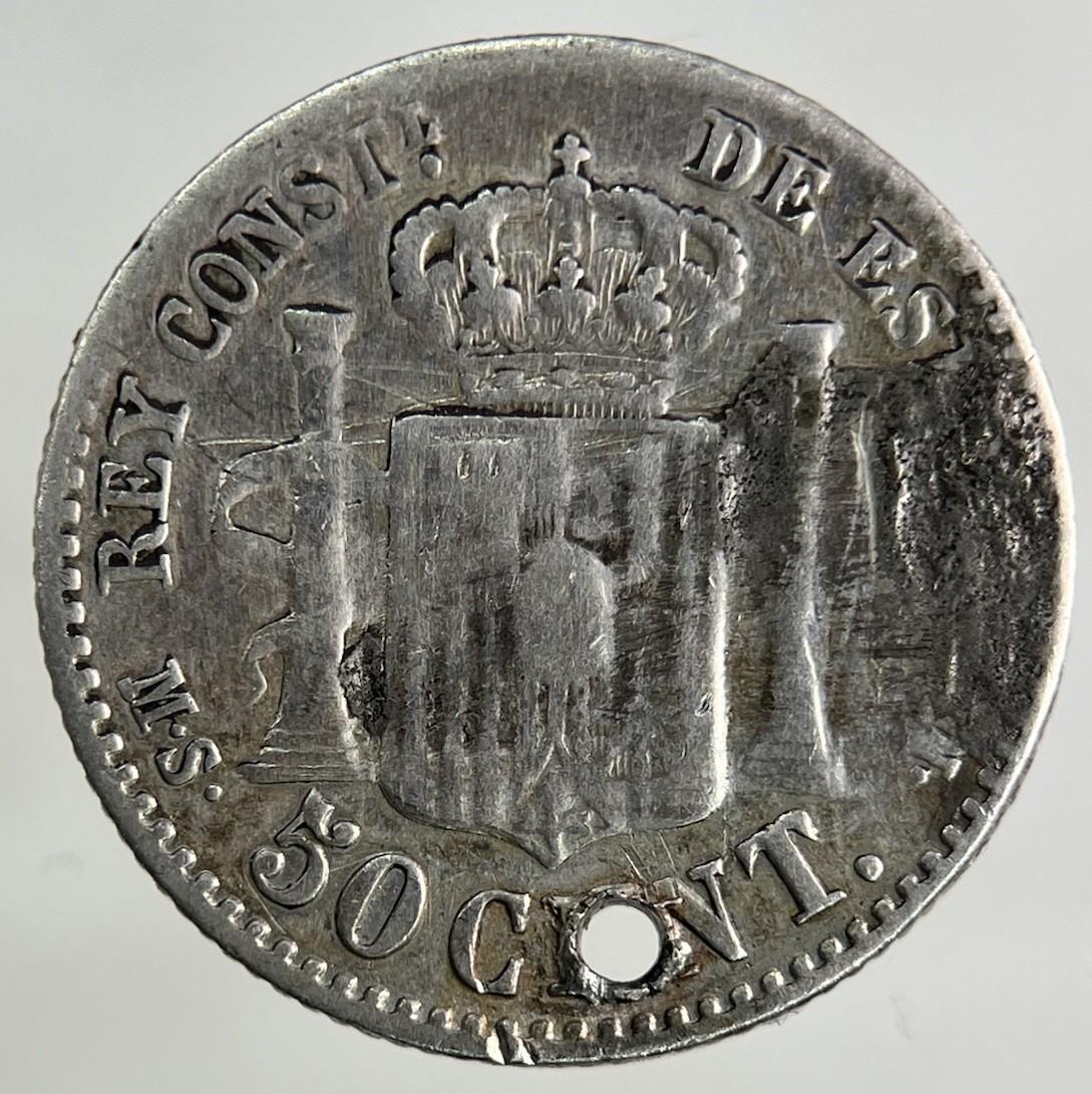 1880 Spain 50 Centavos Silver Coin | Collectable Grade
