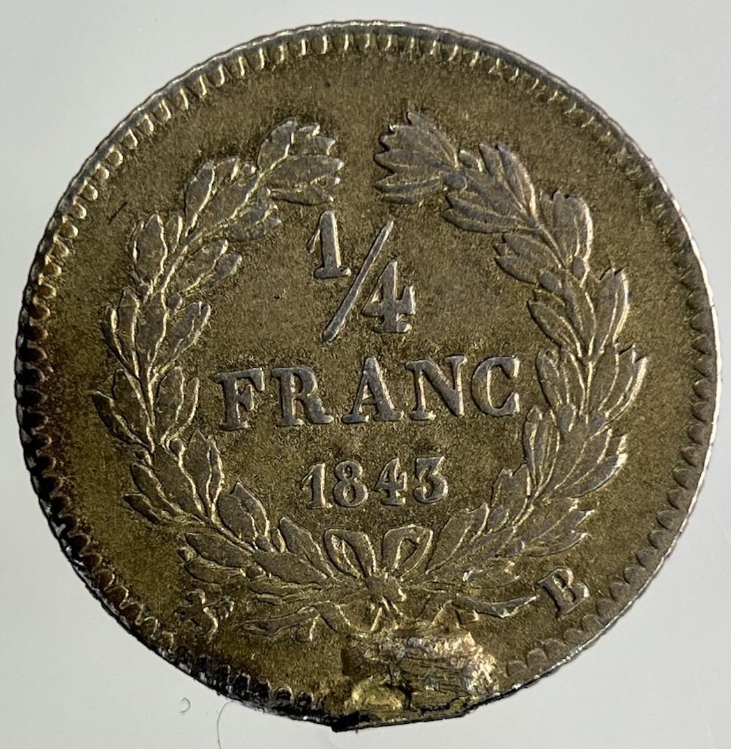 1843 France Gilded 1/4 Quarter Franc Silver Coin | Very High Grade