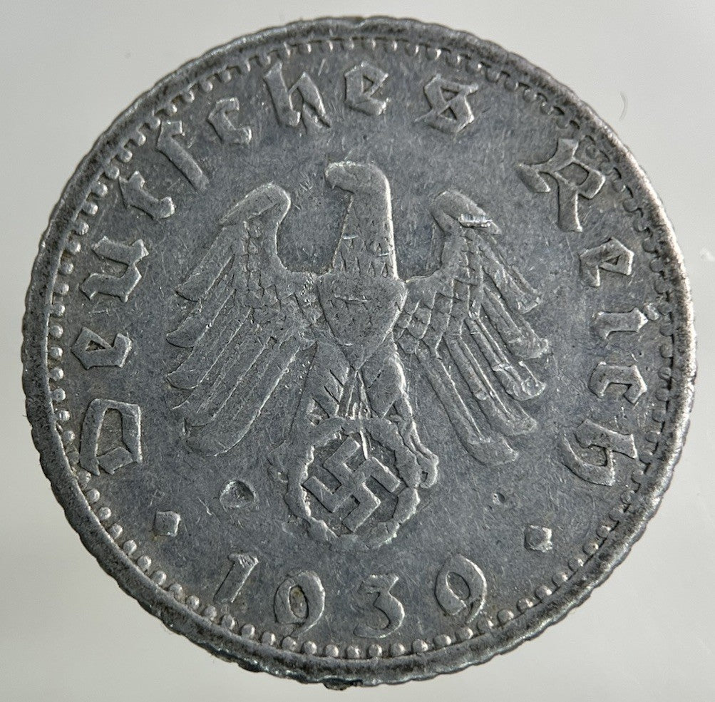 1939 German Nazi 50 Pfennig Coin | Collectable Grade