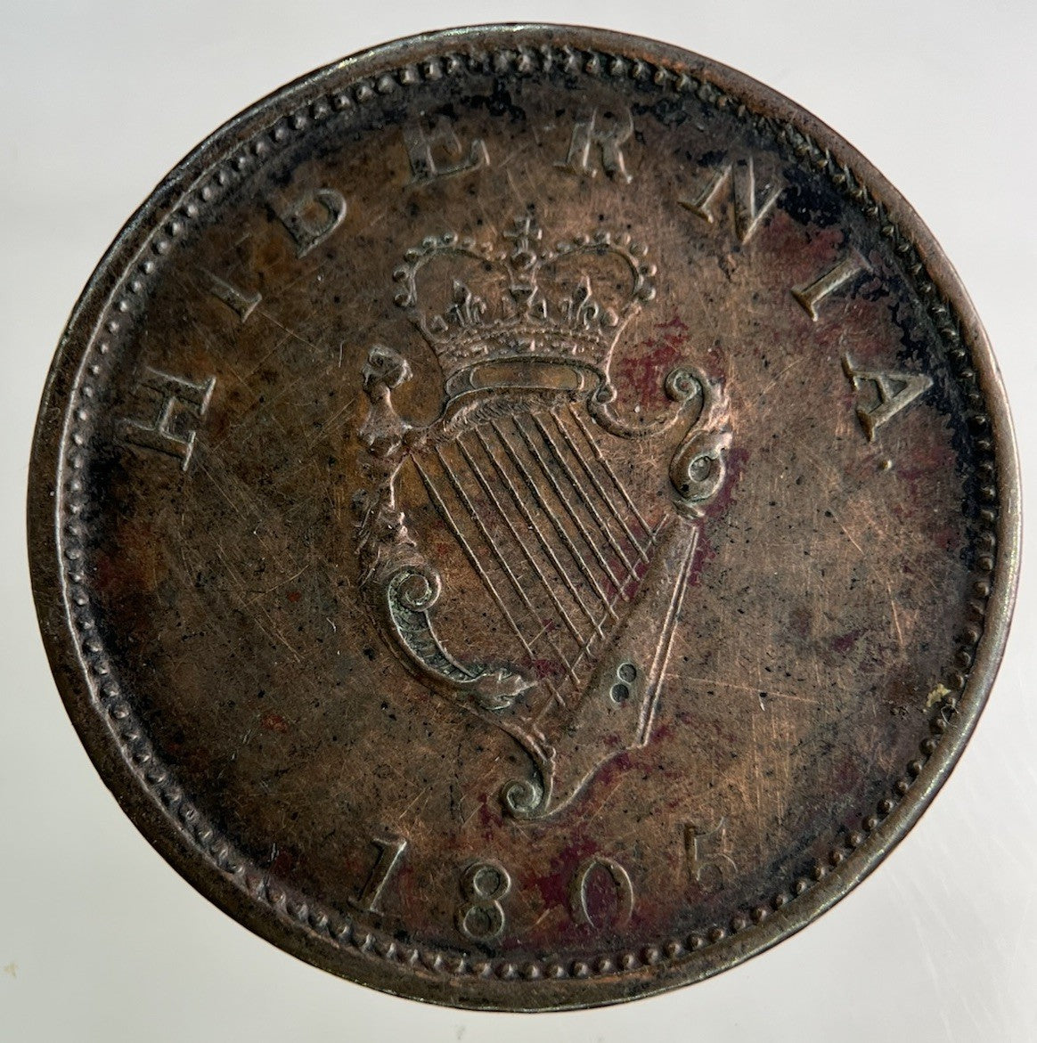 1805 Irish Half-Penny Coin | Very High Grade