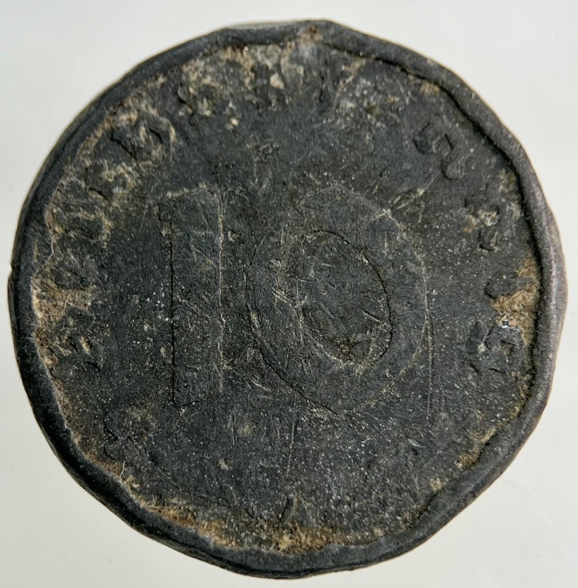 1944 German Nazi 10 Pfennig Coin | Fair Grade