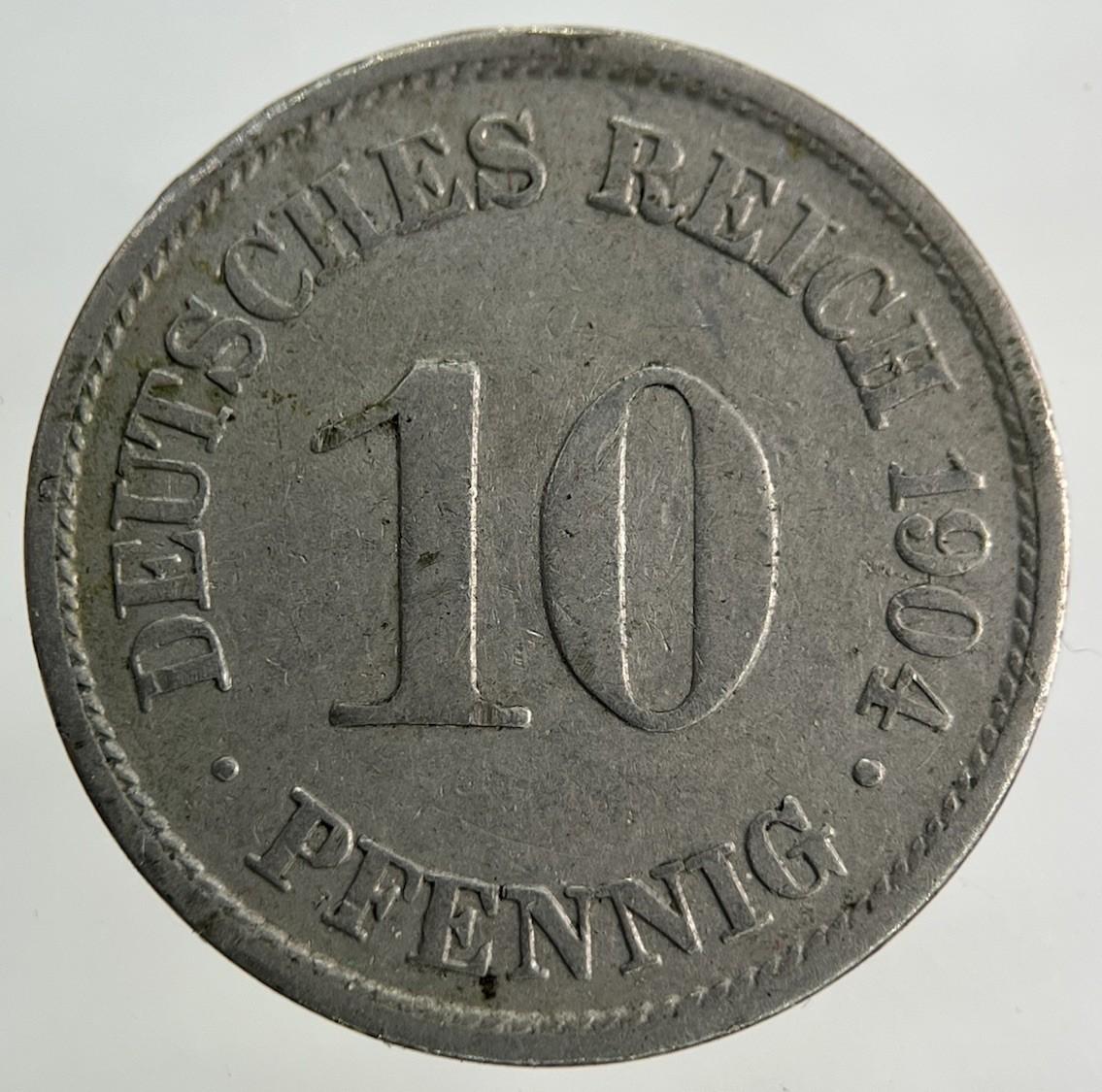 1904 German 10 Pfennig Coin | Fine Collectable Grade