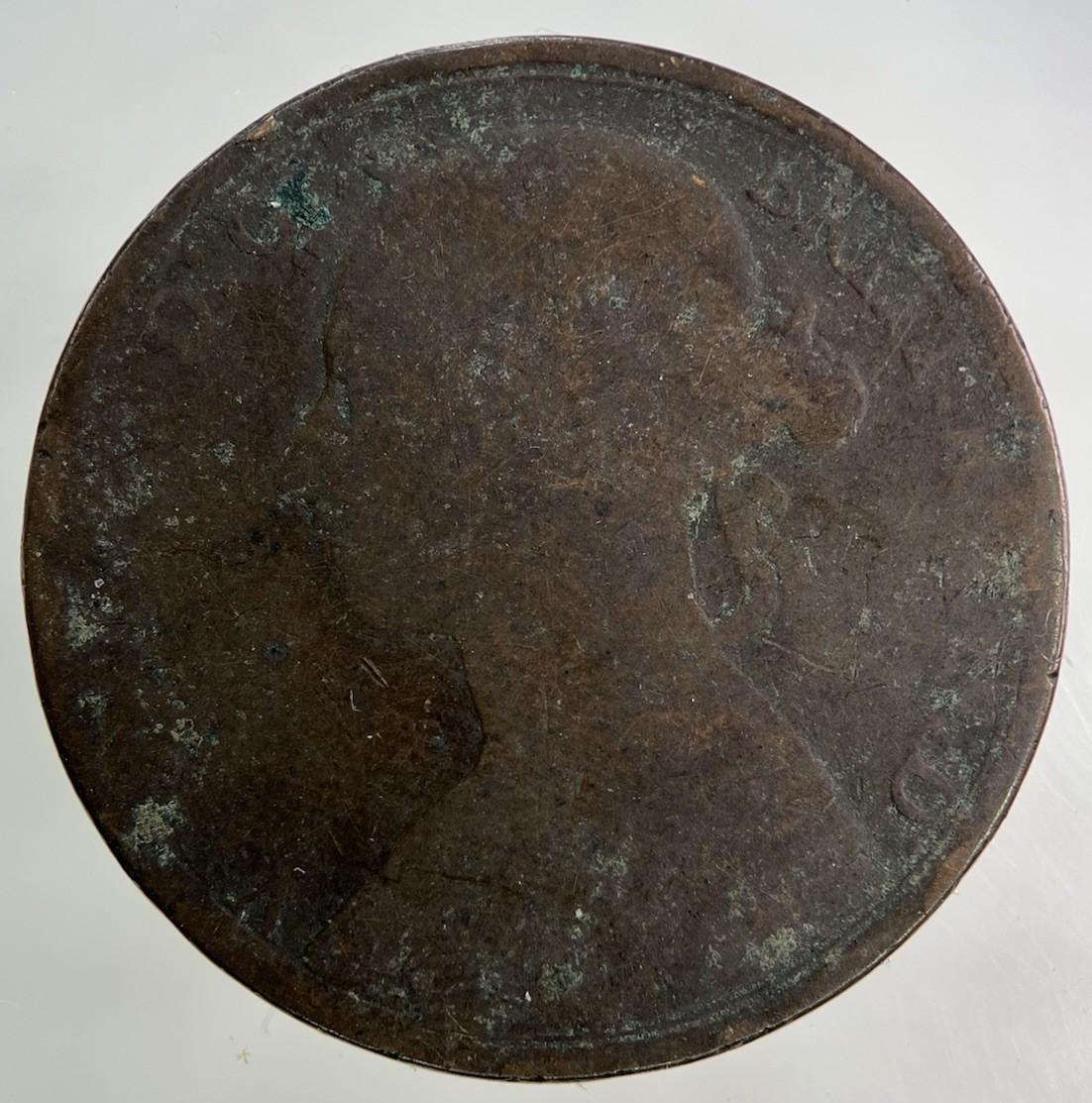 1890 Victoria One Penny Coin | Worn Grade