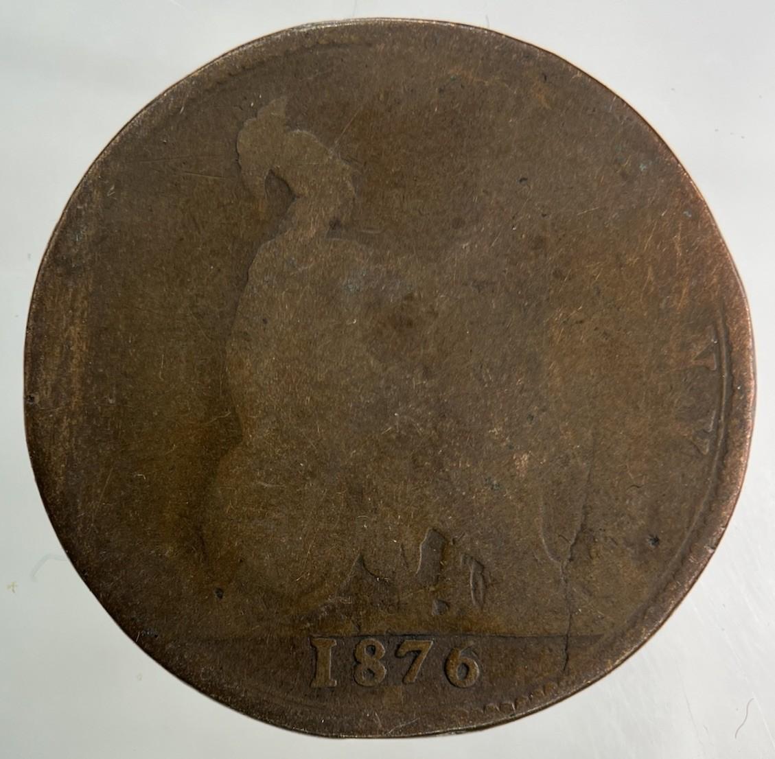 1876-H Victoria One Penny Coin | Fair Grade