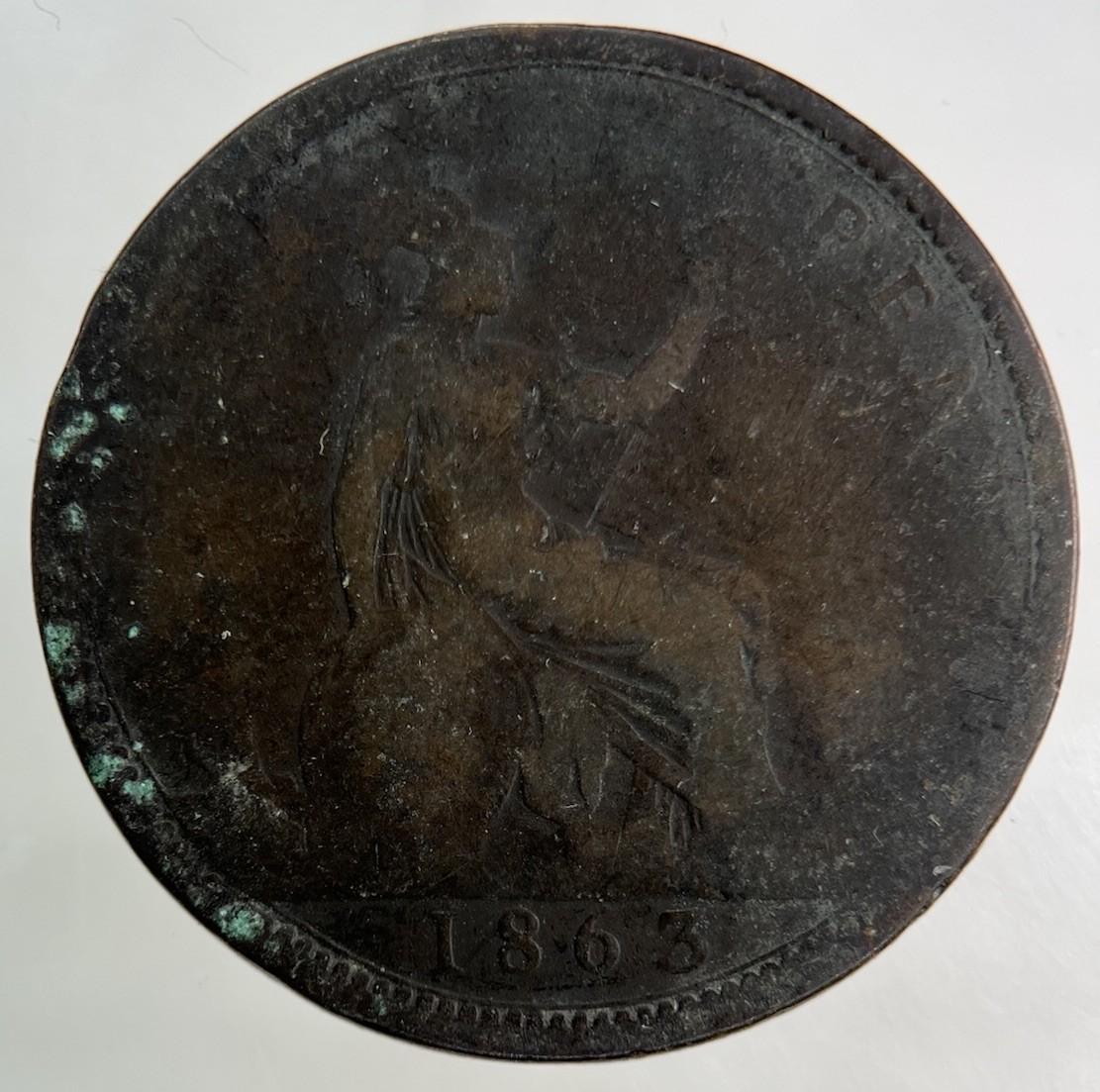 1863 Victoria One Penny Coin | Fair Grade