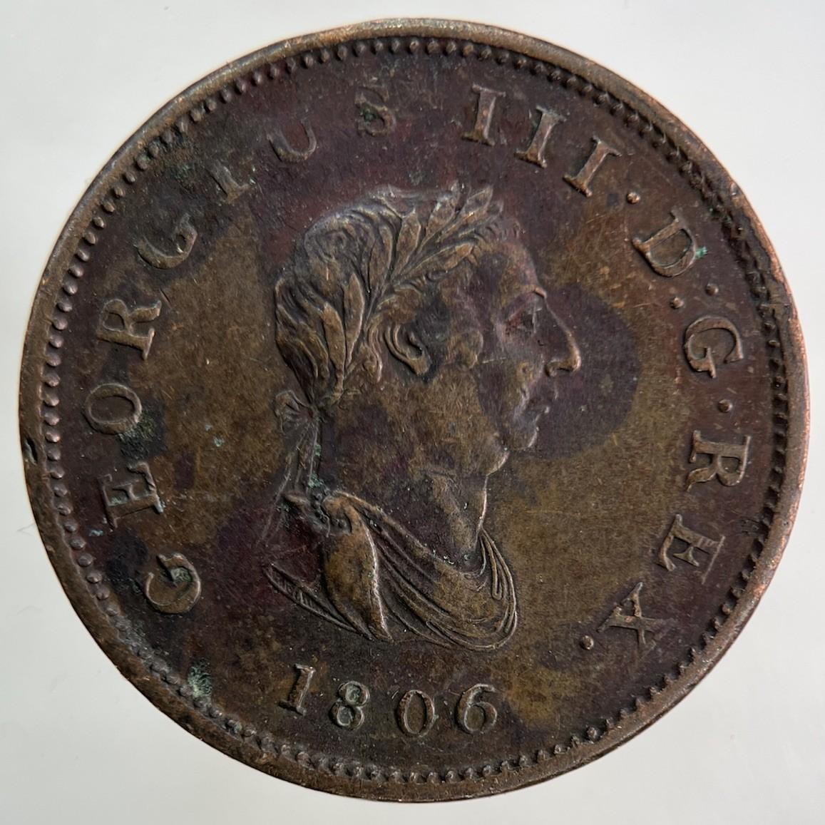 1806 George III 3rd Half-Penny Coin | Very High Grade