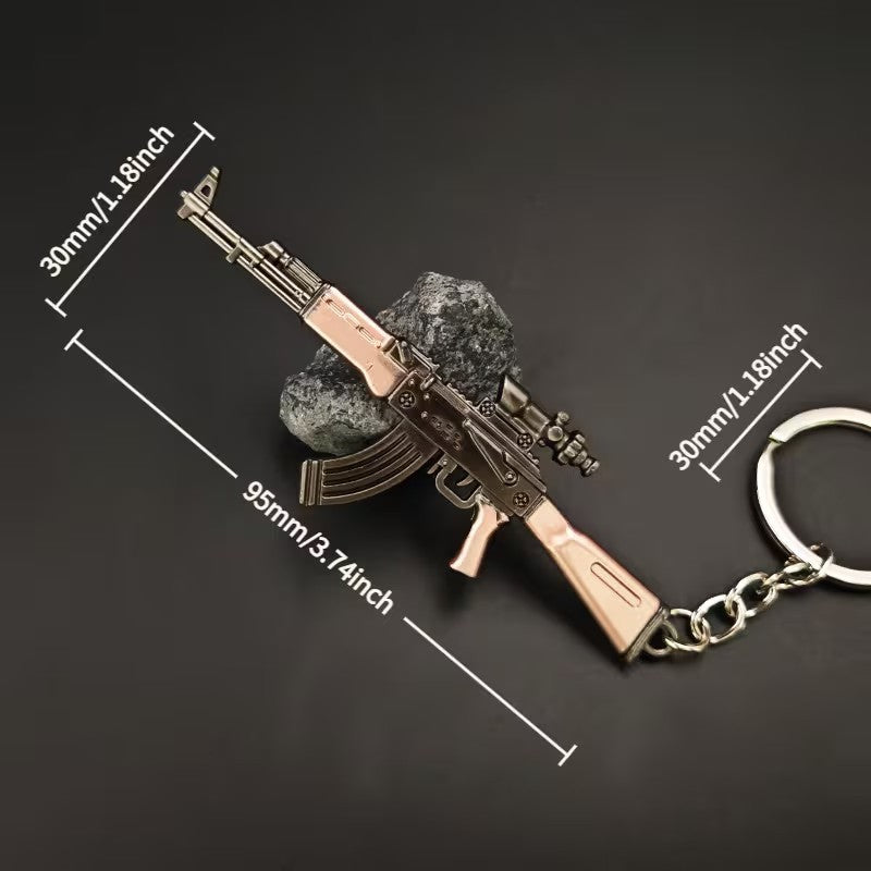 Mini Scoped Assault Rifle Gun With Shaped Keyring Premium Keychain Gift UK