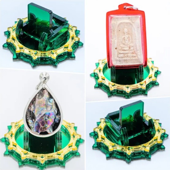 Dark Green & Gold 1oz Silver Gold Coin / Amulet / Medal Display Stand
