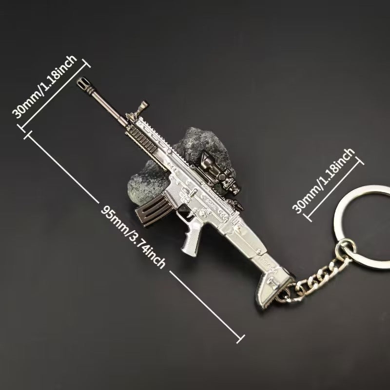 Mini Metal US Scoped Assault Rifle Gun Shaped Keyring Premium Keychain Gift UK