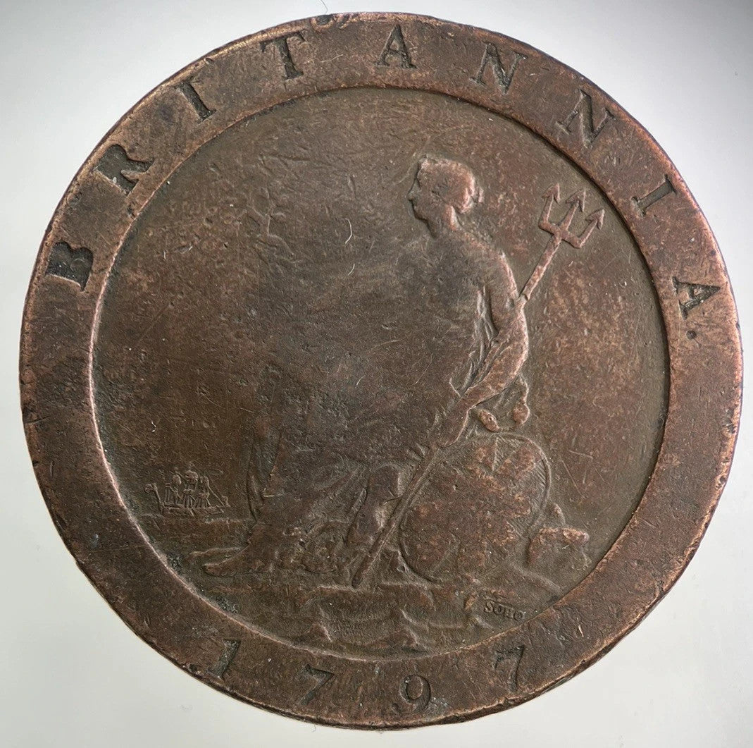 1797 Stamped George III 3rd Cartwheel One Penny Coin | Collectable Grade