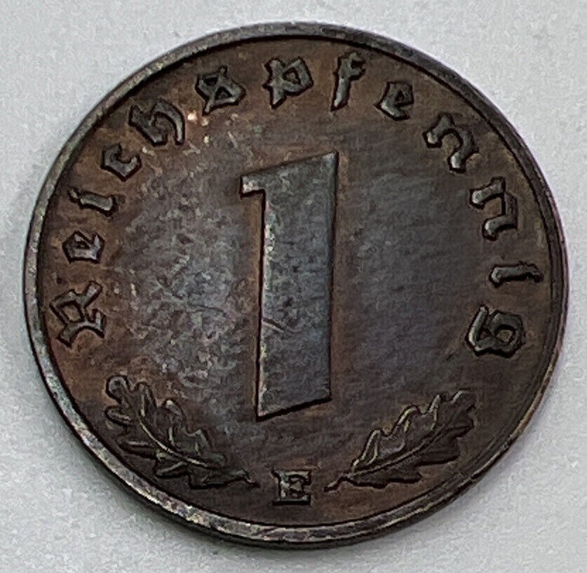 1939 - E Germany Nazi 1 Pfennig Coin | Fine Collectable Grade