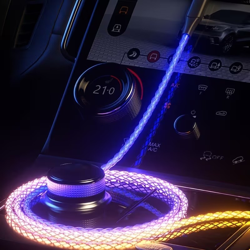Type - C Multi - Coloured RGB Flowing LED USB Cable Charging Cable Multi Charger
