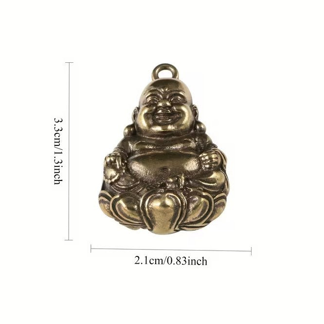 Metal Laughing Buddha & Coins Buddhism Shaped Keyring Premium Keychain Gift UK