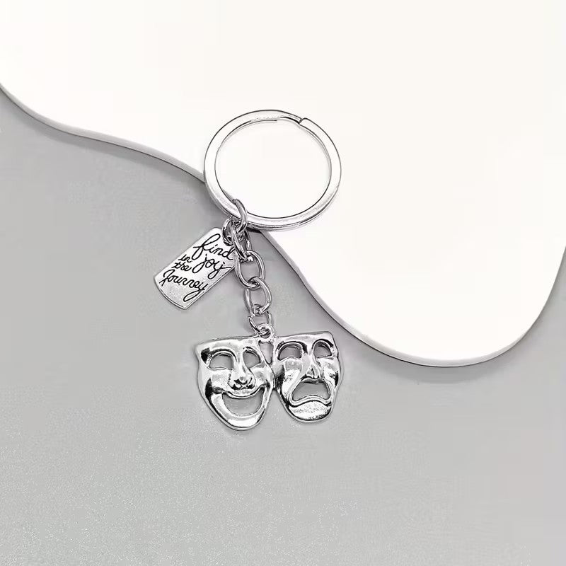 Metal Drama Theatre Comedy & Tragedy Masks Keyring Premium Keychain Gift UK