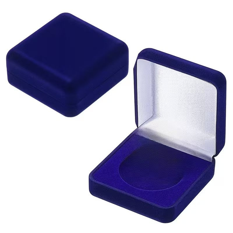 1 x Coin / Medal Display Blue Velvet Storage Protective Box + 40mm Coin Capsule