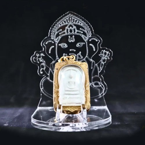 Hindu Ganesha Elephant Buddha 1oz Silver Gold Coin Amulet Medal Display Stand