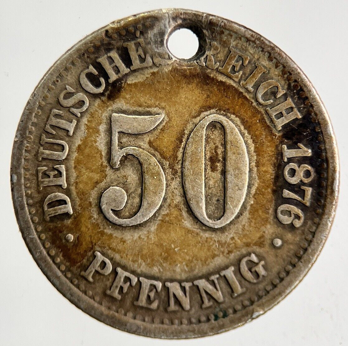 1876 Germany 50 Pfennig Silver Coin | Fine Collectable Grade
